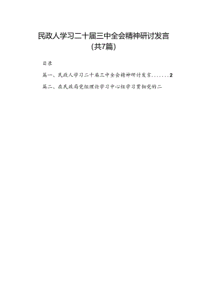 民政人学习二十届三中全会精神研讨发言7篇（详细版）.docx