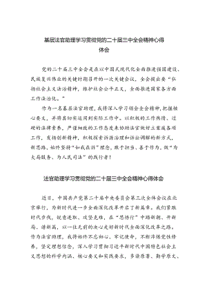 基层法官助理学习贯彻党的二十届三中全会精神心得体会（共五篇）.docx