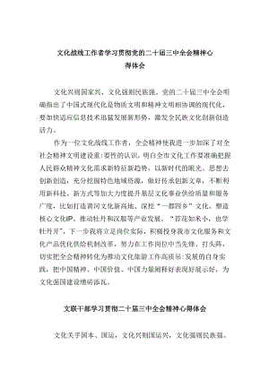 （11篇）文化战线工作者学习贯彻党的二十届三中全会精神心得体会（详细版）.docx