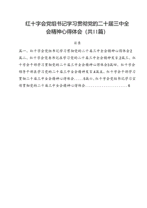 红十字会党组书记学习贯彻党的二十届三中全会精神心得体会 （汇编11份）.docx