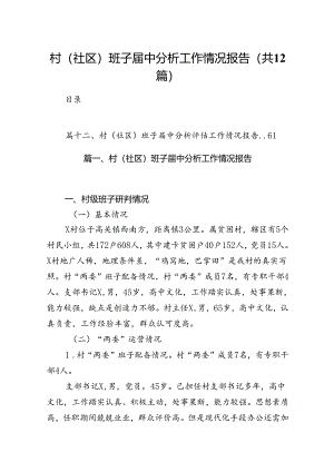 村(社区)班子届中分析工作情况报告范文12篇（优选）.docx