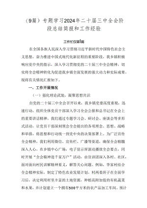 （9篇）专题学习2024年二十届三中全会阶段总结简报和工作经验.docx