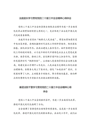 法庭庭长学习贯彻党的二十届三中全会精神心得体会(5篇集合).docx
