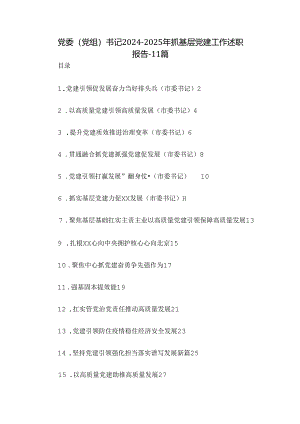 党委（党组）书记2024-2025年抓基层党建工作述职报告-11篇.docx