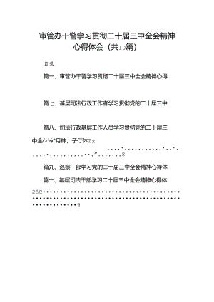 （10篇）审管办干警学习贯彻二十届三中全会精神心得体会（精选）.docx