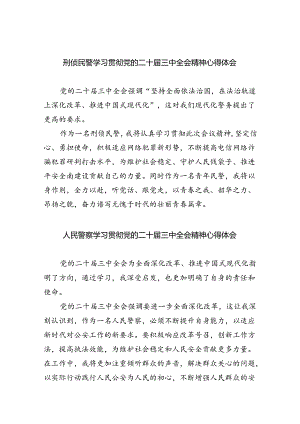 （9篇）刑侦民警学习贯彻党的二十届三中全会精神心得体会范文.docx