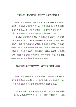 检察长学习贯彻党的二十届三中全会精神心得体会（共五篇选择）.docx