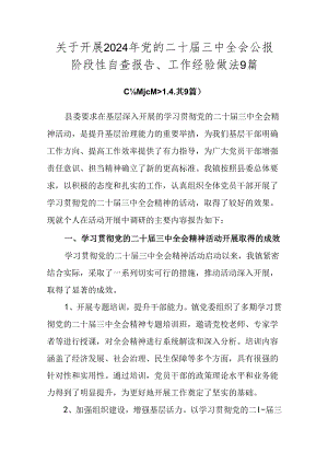关于开展2024年党的二十届三中全会公报阶段性自查报告、工作经验做法9篇.docx
