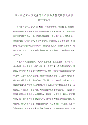 学习推动黄河流域生态保护和高质量发展座谈会讲话心得体会.docx