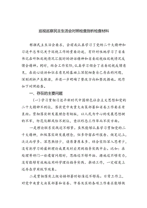 （10篇）巡视巡察民主生活会对照检查剖析检查材料20范文.docx