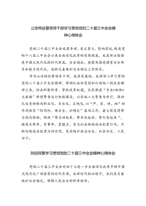 公安特巡警领导干部学习贯彻党的二十届三中全会精神心得体会（共五篇）.docx