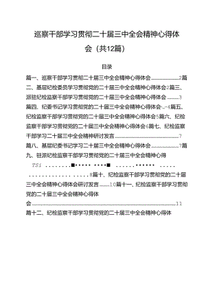巡察干部学习贯彻二十届三中全会精神心得体会12篇（详细版）.docx