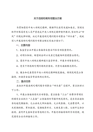 (六篇)关于违规吃喝专项整治方案参考范文.docx