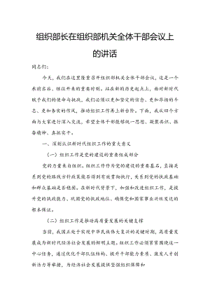 组织部长在组织部机关全体干部会议上的讲话.docx