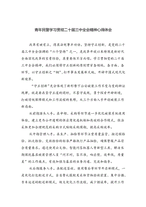 （9篇）青年民警学习贯彻二十届三中全会精神心得体会汇编.docx