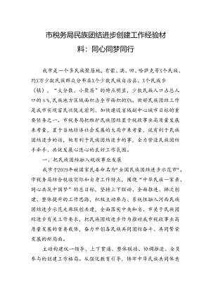 市税务局民族团结进步创建工作经验材料：同心同梦同行.docx