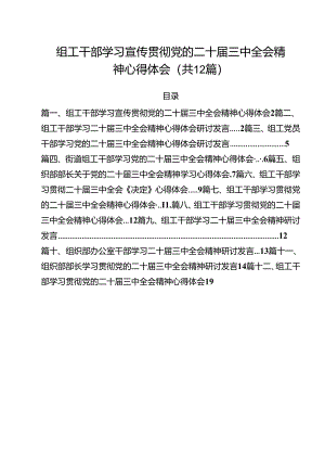 组工干部学习宣传贯彻党的二十届三中全会精神心得体会12篇（详细版）.docx