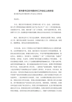 某市委书记在市委农村工作会议上的讲话.docx