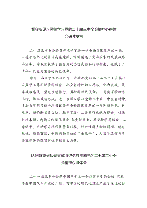 （9篇）看守所见习民警学习党的二十届三中全会精神心得体会研讨发言（精选）.docx