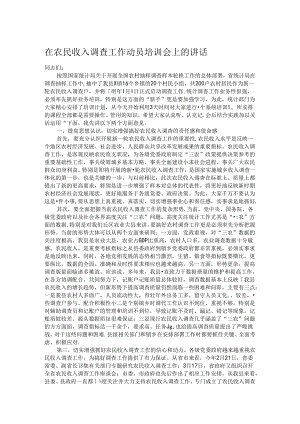在农民收入调查工作动员培训会上的讲话.docx