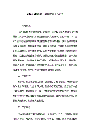 2024-2025第一学期教学工作计划.docx
