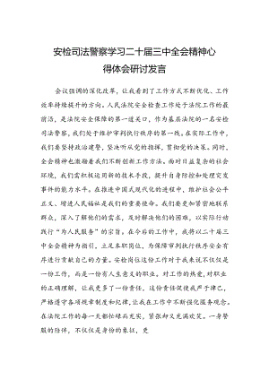安检司法警察学习二十届三中全会精神心得体会研讨发言.docx