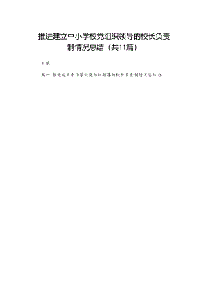 （11篇）推进建立中小学校党组织领导的校长负责制情况总结通用.docx