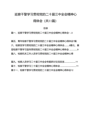 巡察干警学习贯彻党的二十届三中全会精神心得体会（共11篇）.docx