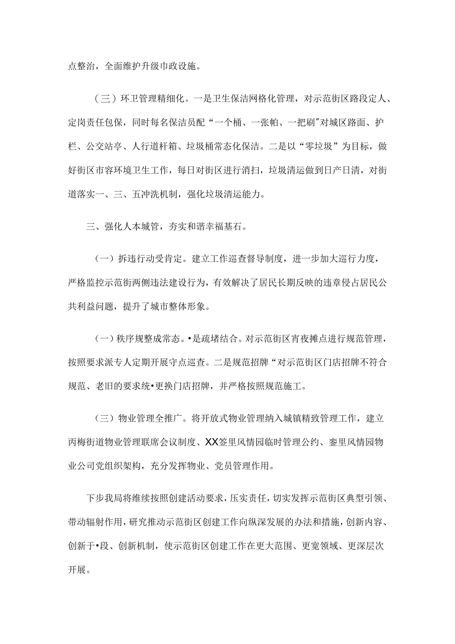 县综合行政执法局城镇精致管理示范街区创建成效经验总结报告.docx_第3页