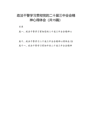 （15篇）政法干警学习贯彻党的二十届三中全会精神心得体会样例.docx