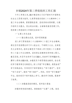 乡镇2024年第三季度组织工作汇报.docx