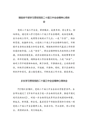 （9篇）镇政府干部学习贯彻党的二十届三中全会精神心得体会（最新版）.docx
