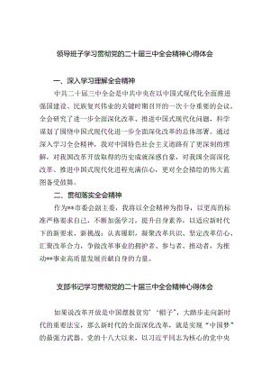 （9篇）领导班子学习贯彻党的二十届三中全会精神心得体会（精选）.docx