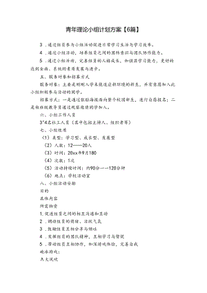 青年理论小组计划方案【6篇】.docx
