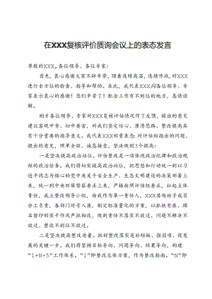 在X复核评价质询会议上的表态发言.docx