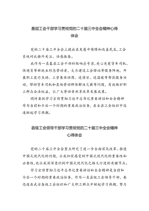 基层工会干部学习贯彻党的二十届三中全会精神心得体会四篇（最新版）.docx