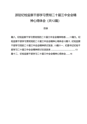 派驻纪检监察干部学习贯彻二十届三中全会精神心得体会12篇（精选）.docx