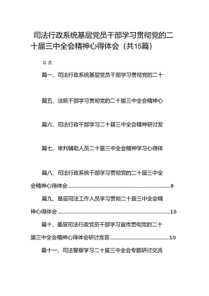 （15篇）司法行政系统基层党员干部学习贯彻党的二十届三中全会精神心得体会（精选）.docx