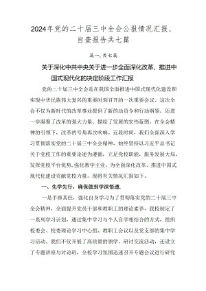 2024年党的二十届三中全会公报情况汇报、自查报告共七篇.docx