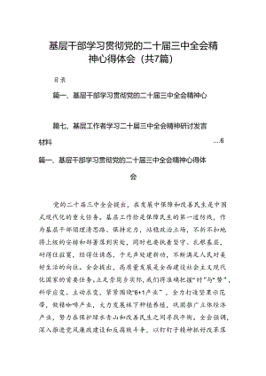基层干部学习贯彻党的二十届三中全会精神心得体会7篇（精选版）.docx