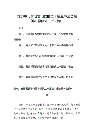 支部书记学习贯彻党的二十届三中全会精神心得体会（合计7份）.docx