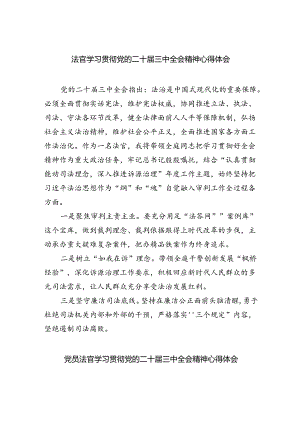 法官学习贯彻党的二十届三中全会精神心得体会（合计8份）.docx