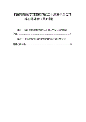 （11篇）拘留所所长学习贯彻党的二十届三中全会精神心得体会（最新版）.docx