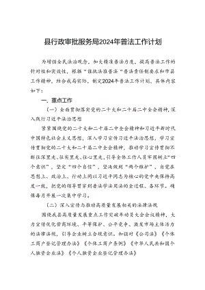 县行政审批服务局2024年普法工作计划(20240430).docx