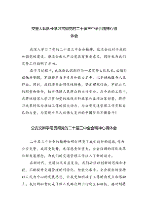 （9篇）交警大队队长学习贯彻党的二十届三中全会精神心得体会（详细版）.docx