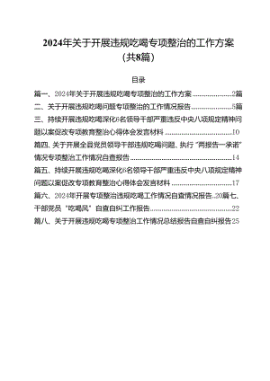 (八篇)2024年关于开展违规吃喝专项整治的工作方案汇编.docx