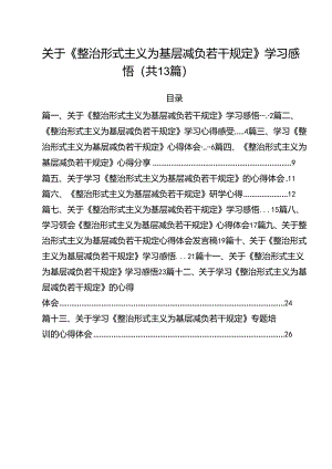 （13篇）关于《整治形式主义为基层减负若干规定》学习感悟通用.docx