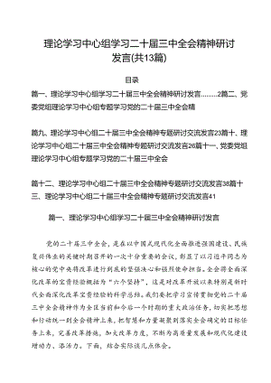 （13篇）理论学习中心组学习二十届三中全会精神研讨发言专题资料.docx