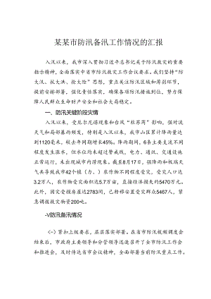 某某市防汛备汛工作情况的汇报.docx