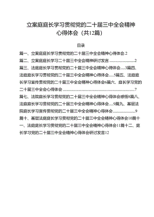立案庭庭长学习贯彻党的二十届三中全会精神心得体会12篇（精选）.docx
